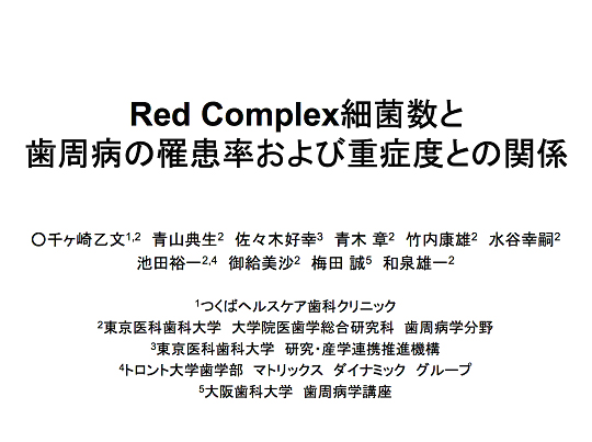 Red Complex細菌数と歯周病の罹患率および重症度との関係